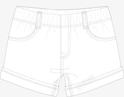 裤子线条图手绘女士短裤高清图片