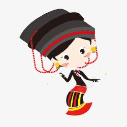 动态表情卡通少数民族彝族美女跳舞插画免高清图片
