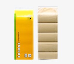 黄色包装袋原木制作卫生纸高清图片