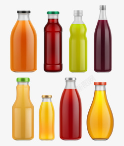 瓶装果汁玻璃饮料瓶矢量图高清图片