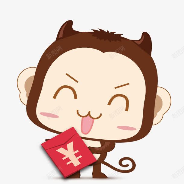 红包猴子png免抠素材_新图网 https://ixintu.com 卡通猴 猴子 红包