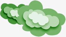 绿色有深有浅云朵剪纸素材