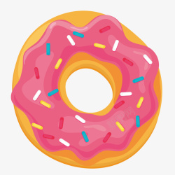 甜甜圈背景卡通手绘粉色甜甜圈矢量图高清图片