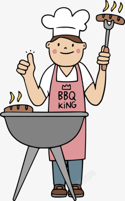 厨师烧烤春天野餐bbq烤肉厨师高清图片
