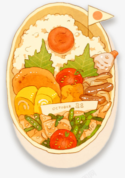 日式营养便当手绘日式便当高清图片