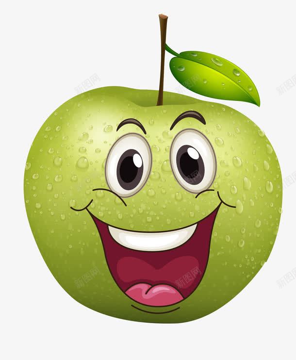 开心的青苹果png免抠素材_新图网 https://ixintu.com 卡通 开心 张嘴 果肉 栖霞苹果 水果 清脆香甜 甜的 苹果 营养丰富 酸甜的 青苹果