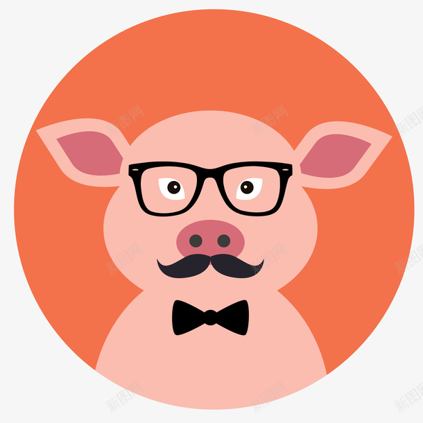 圆形的动物头像png免抠素材_新图网 https://ixintu.com 动物设计 圆形 头像设计 小猪 贴纸设计