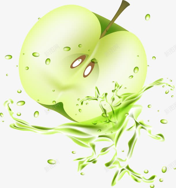 半颗青苹果png免抠素材_新图网 https://ixintu.com 苹果汁 营养果汁 青苹果 青苹果果汁 飞溅的苹果汁