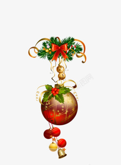 圣诞圆圣诞节金色铃铛装饰高清图片