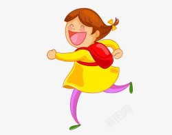 跑着的小女孩跑着上学的小女孩高清图片