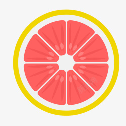 红色多汁手绘一片西柚水果矢量图高清图片