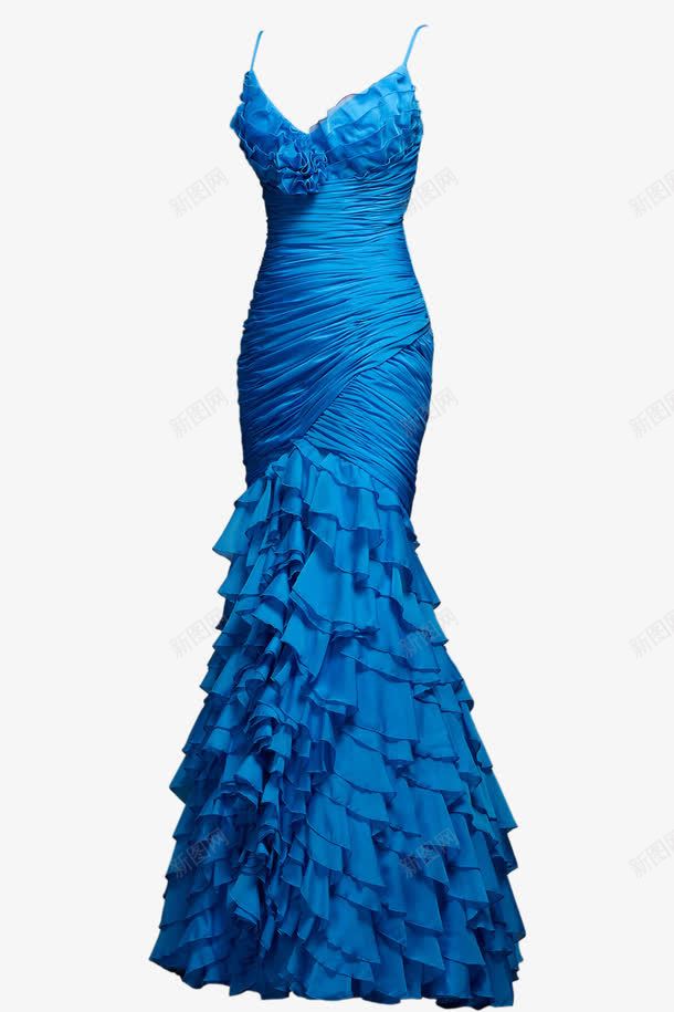 蓝色优雅长裙png免抠素材_新图网 https://ixintu.com 优雅 女裙 时尚女装 晚礼服 晚装 绘画 蓝色 衣服 裙子 长裙