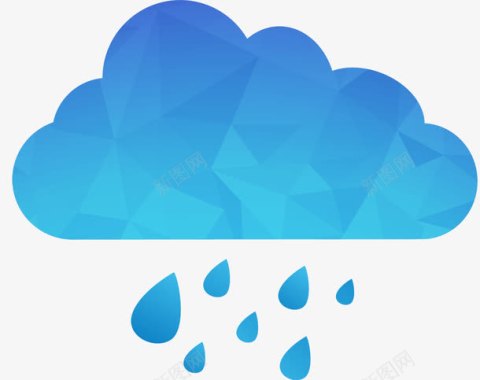 云朵对话框蓝色云朵雨矢量图图标图标