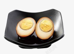 烧味饭盘子中的卤鸡蛋片高清图片
