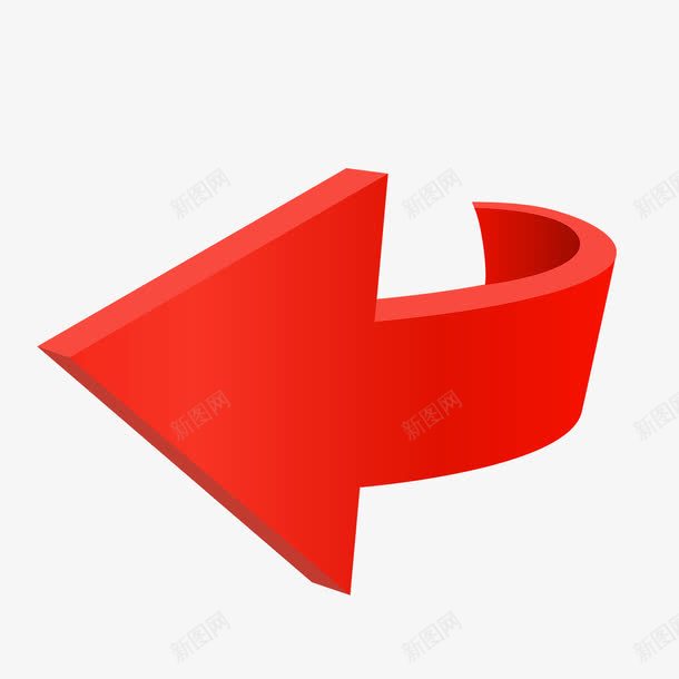 红色箭头图标png_新图网 https://ixintu.com 三角形 弧度 弯曲 立体 箭头 红色 质感 趋势