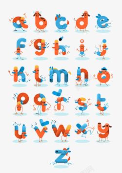 造型生动卡通动物造型英文字母排版高清图片