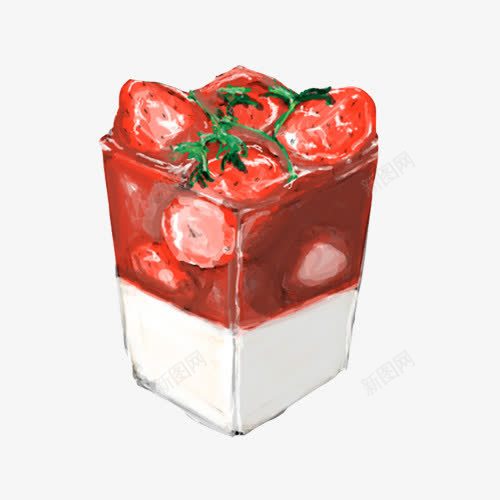 草莓酸奶手绘画片psd免抠素材_新图网 https://ixintu.com 奶制品 手绘美食 草莓 酸奶