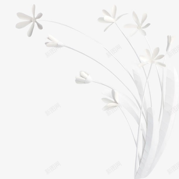 纯白色的小花边框png免抠素材_新图网 https://ixintu.com 白色 设计 边框