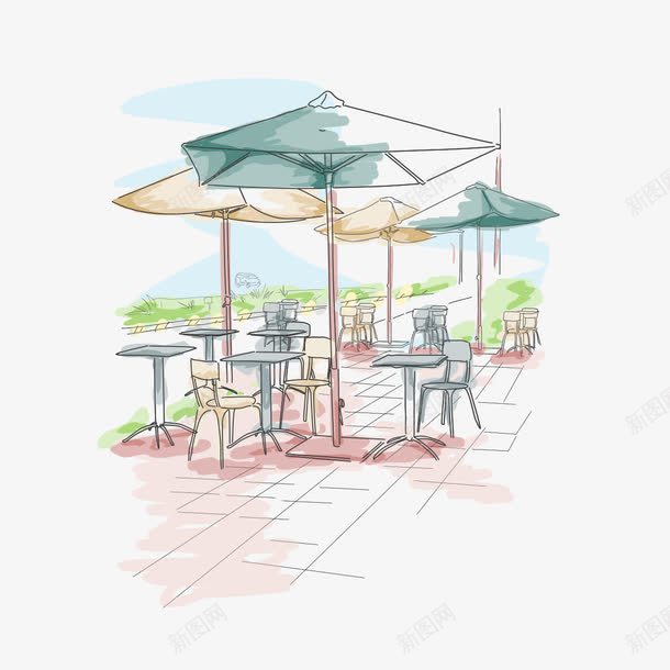 手绘欧式咖啡厅png免抠素材_新图网 https://ixintu.com 咖啡厅 建筑 手绘欧式咖啡厅街头 欧式 白色