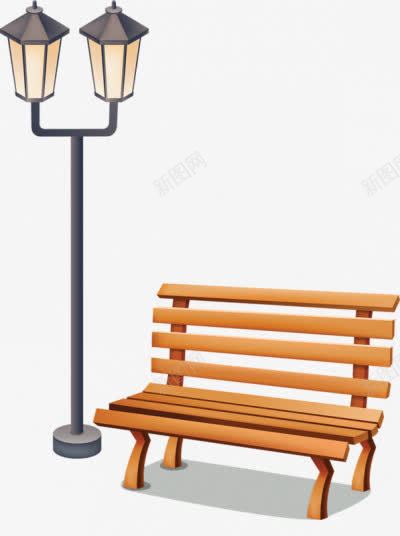 路灯下的椅子png免抠素材_新图网 https://ixintu.com 凳子 坐位 坐席 座位 座椅 木制 木椅 椅子 长椅