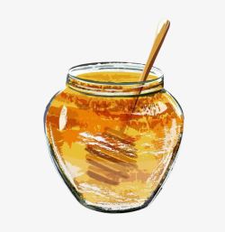 透明玻璃罐手绘蜂蜜罐高清图片