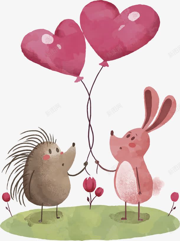 永远在一起png免抠素材_新图网 https://ixintu.com 小兔子 小刺猬 浪漫故事 爱心气球 爱情故事 矢量png 美好的通话