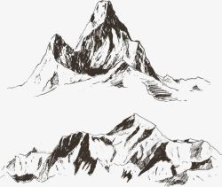 山雕刻插图矢量图素材
