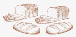 一堆面包线条手绘面包高清图片