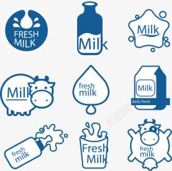 蓝色牛奶PNG可爱小奶牛健康饮品高清图片