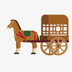 棕色酿酒工具中国传统马车手绘矢量图高清图片