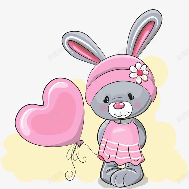 失落的小动物png免抠素材_新图网 https://ixintu.com 兔子 动物漫画 卡通 小熊 气球 耳朵