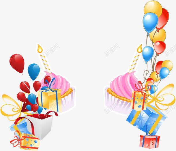 卡通礼物png免抠素材_新图网 https://ixintu.com 卡通 圣诞礼物 气球 生日礼物 礼物 礼盒 零食