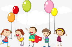 年轻的活力卡通儿童节气球孩子高清图片