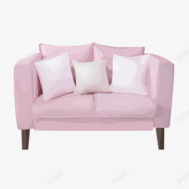 水彩手绘粉红色的沙发矢量图ai免抠素材_新图网 https://ixintu.com 室内设计 手绘 水彩 沙发设计 粉红色 矢量图