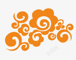 橙色祥云装饰图案素材