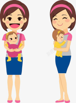 微笑的婴儿水彩抱婴儿的妈妈高清图片