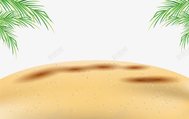 卡通沙滩背景装饰png免抠素材_新图网 https://ixintu.com 卡通 树叶 沙子 沙滩 海滩 海边 绿色植物