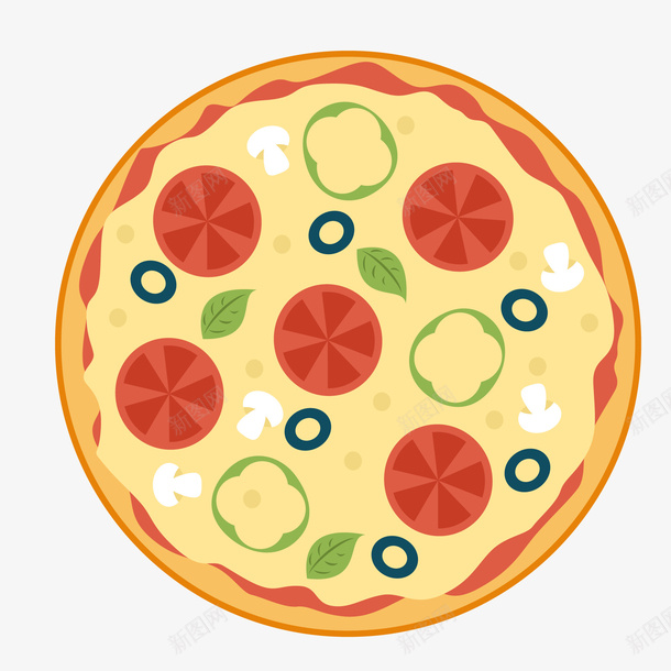 圆形的披萨食物矢量图ai免抠素材_新图网 https://ixintu.com 俯视图 圆形 快餐 披萨 美食 食物 矢量图