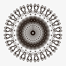 动植物拟形花纹黑白圈图素材