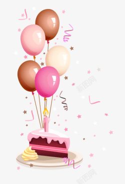 粉色波点蝴蝶结粉色蛋糕气球高清图片