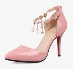 穿粉色时尚优雅活动女鞋高跟鞋粉色高清图片