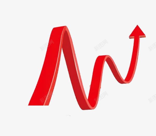 红色箭头png免抠素材_新图网 https://ixintu.com 上涨 价格 图案 曲线 装饰