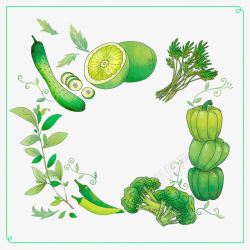 丝瓜绿叶手绘蔬菜水果高清图片