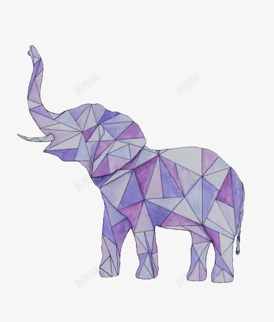 几何大象png免抠素材_新图网 https://ixintu.com 几何拼接 创意 大象 线条 蓝色