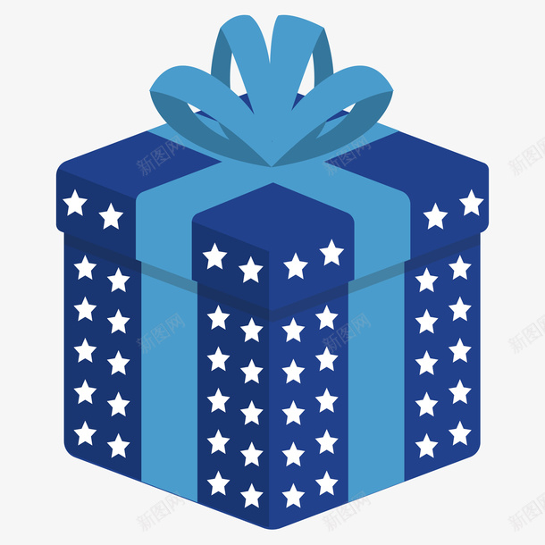 蓝色质感礼物盒png免抠素材_新图网 https://ixintu.com 卡通礼物 彩色底纹 扁平化 矢量图案 设计图 质感礼物