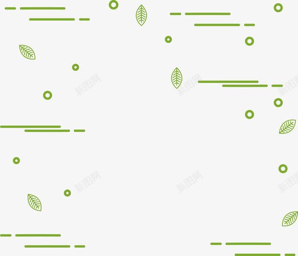 绿色线条树叶png免抠素材_新图网 https://ixintu.com 免抠PNG 图案 树叶 植物 线条 绿色 边框纹理