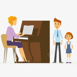 钢琴学生卡通钢琴音乐课高清图片