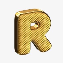 R英文字母金色立体艺术字母R高清图片
