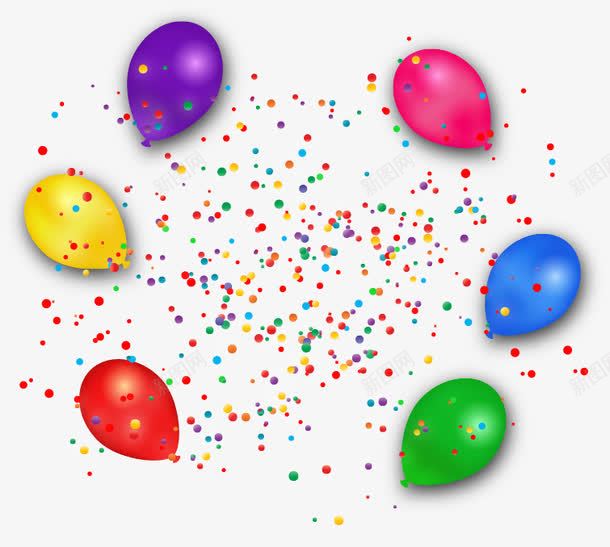 彩色气球和纸屑png免抠素材_新图网 https://ixintu.com 彩色斑点 彩色气球 彩色纸屑 碎纸屑