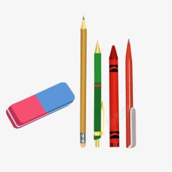 铅笔文具组合素材